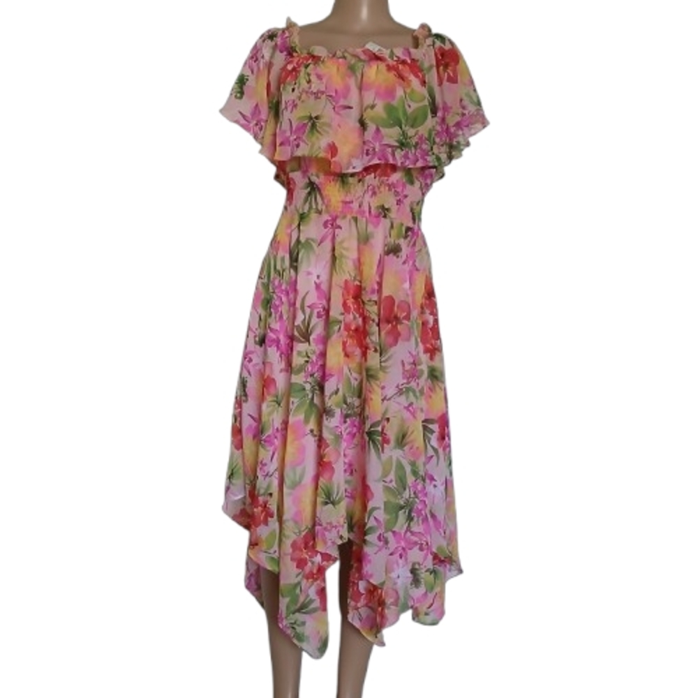 Rabbit Rabbit Rabbit Ruffle Floral Dress with features an off-shoulder neckline - Picture 4 of 11